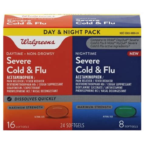 Walgreens Day And Night Severe Cold And Flu Softgels 24 Ct Frys Food Stores