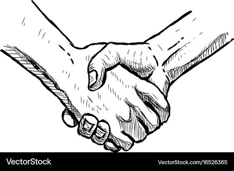 Hand drawn handshake isolated sketch Royalty Free Vector