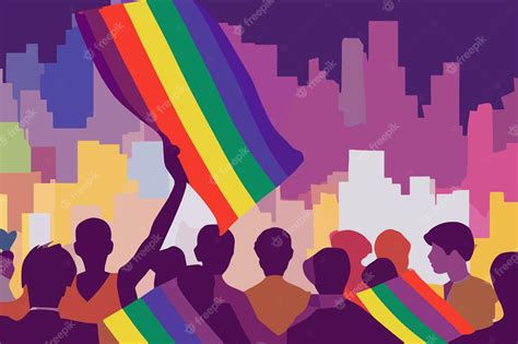 La Gente Del Orgullo Y La Tolerancia Lgbtq Desfilan Banderas Del Arco