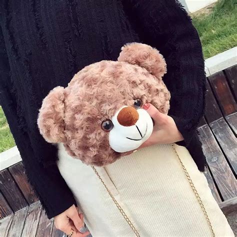 Jual Tas Bulu Selempang Teddy Bear Tas Boneka Kepala Teddy Bear Ala