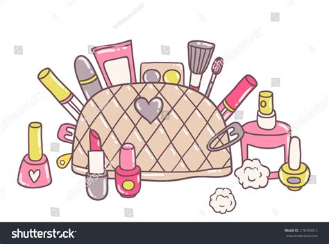 Cute Cartoon Hand Drawn Makeup Kit Stock Vector Royalty Free