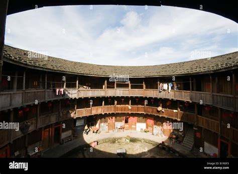 China Fujian Provinz Hakka Tulou Rundbauten Erde Auf Der Unesco World