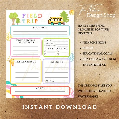 Field Trip Planner Field Trip Worksheet Field Trip Report Field Trip Log School Trip Planner