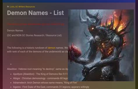 Demon Names - List | Galnet Wiki | FANDOM powered by Wikia