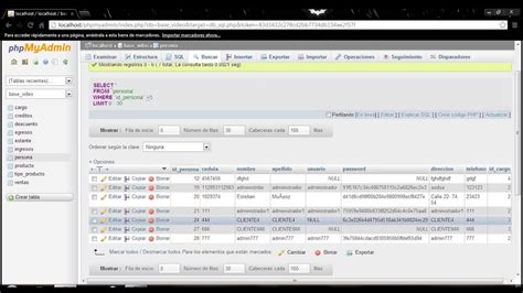Consultar Y Modificar Datos En El Phpmyadmin Youtube
