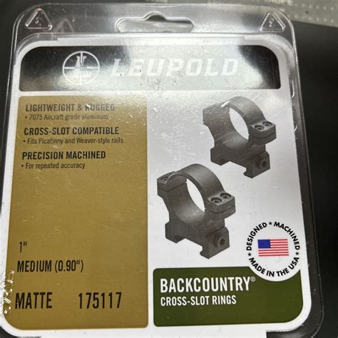 Leupold Backcountry Scope Cross Slot Rings 1 Medium Matte 175117 Black New 30317019099 Ebay