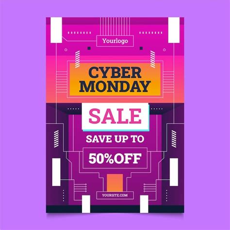 Plantilla De Cartel Vertical Degradado Cyber Monday Vector Premium