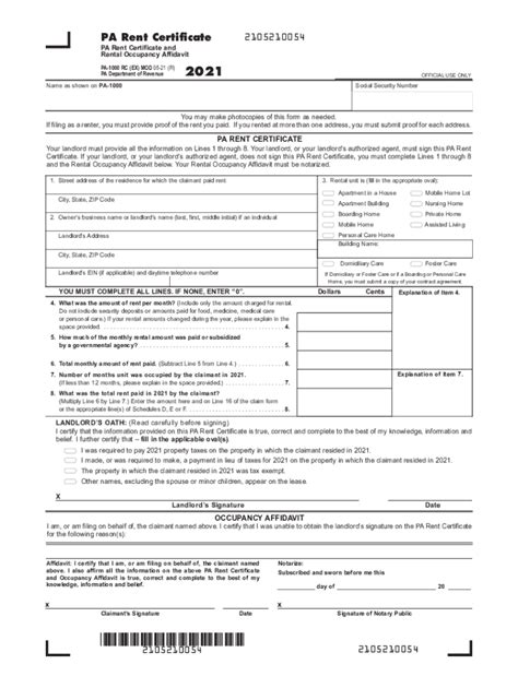 2021 2025 Form PA PA 1000 RC Fill Online Printable Fillable Blank