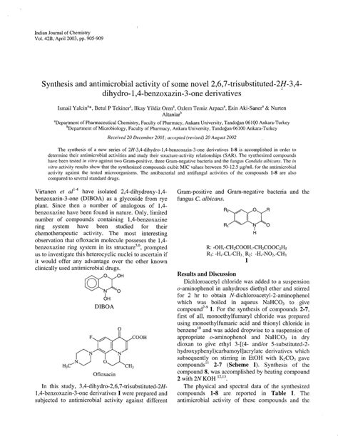 Pdf Synthesis And Antimicrobial Activity Of Some Novel