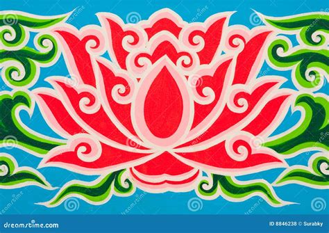 Lotus in Traditional Thai Style Painting Stock Photo - Image of bangkok ...