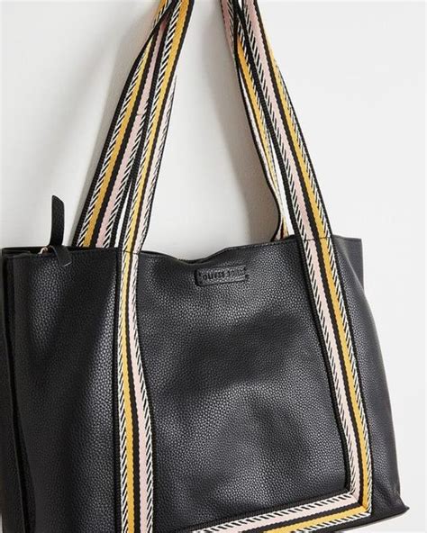 Oliver Bonas Emma Stripe Tote Bag In Black Lyst