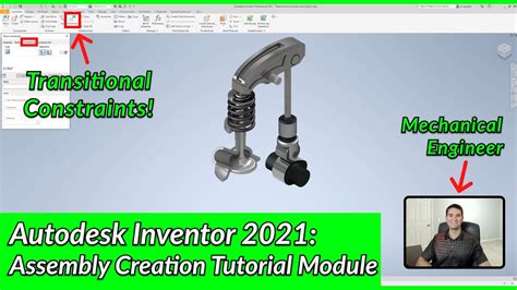 Transitional Constraint Autodesk Inventor Assembly Tutorial Autodesk Inventor 2021 In Depth