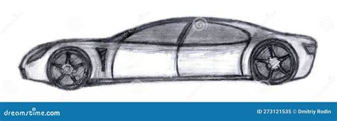 Black and White. Drawing of a Car. Stock Illustration - Illustration of motor, retro: 273121535