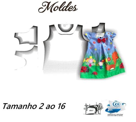 Molde Vestido Infantil Manga Copinho Ao Por Email Elo