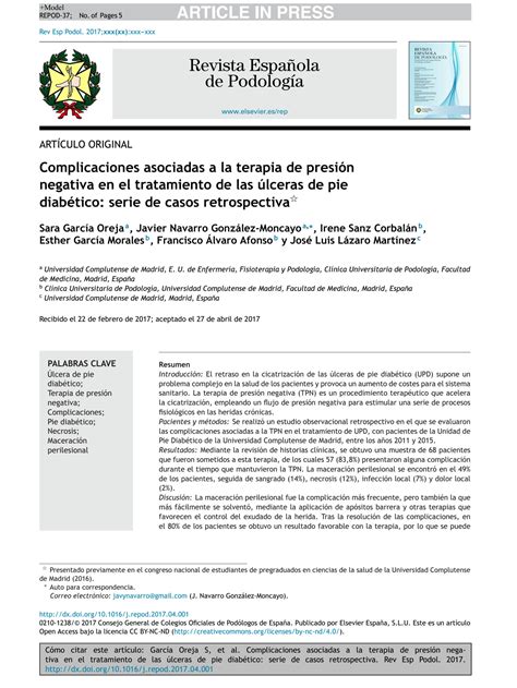 Solution Complicaciones Asociadas A La Terapia De Presi N Negativa En