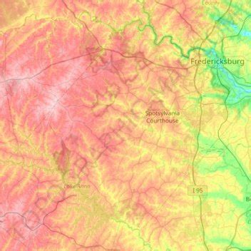 Spotsylvania County topographic map, elevation, relief