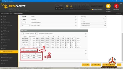 How To Setup Betaflight Vtx Table Smartaudio Tramp Vtx Off