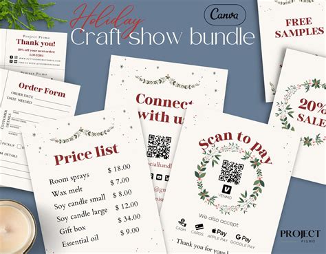 Craft Fair Display Signs, Template for Holiday Market Show, Bundle for ...