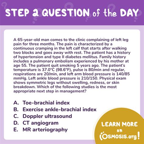 Study Tips Usmle Step Ck Question Of The Day Ankle Brachial Index