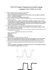 Assignment1 1 Docx COSC 2372 Computer Organization And Assembly