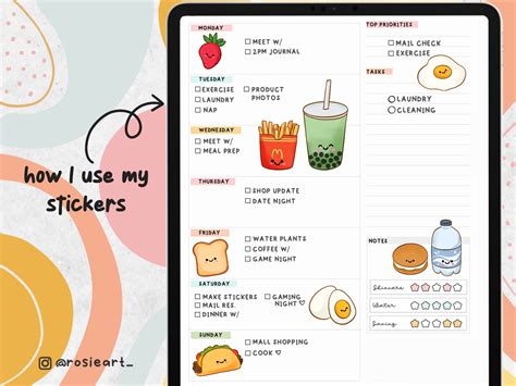 KAWAII FOOD CUTE Digital Stickers for Digital Planner Clip - Etsy