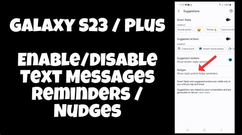 Galaxy S Plus Enable Disable Text Messages Reminders Nudges