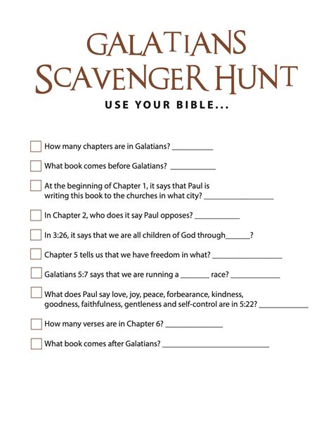 FREE Galatians Bible Scavenger Hunt Print And Play This Fun Word