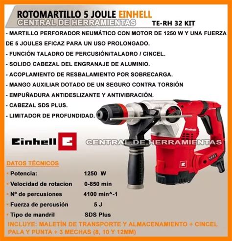 Rotomartillo Taladro Rotopercutor Einhell J Te Rh W Pared