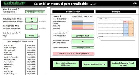 Calendrier Scolaire 2022 2023 Excel Et PDF Modifiable Et Gratuit