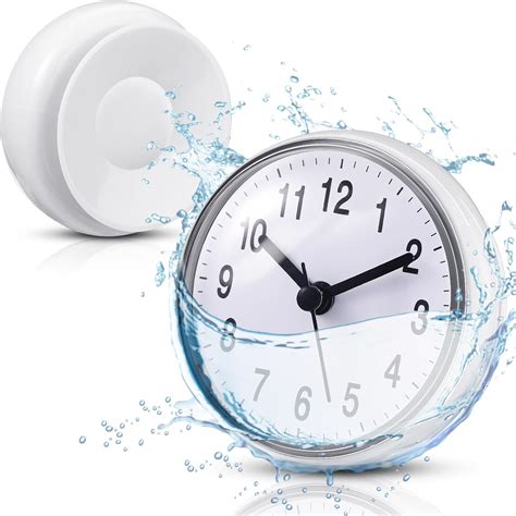 Weewooday Bathroom Clock White Shower Wall Clock Water Resistant Clock Waterproof