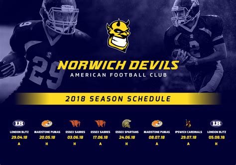 Devils 2018 League Schedule Confirmed Norwich Devils American