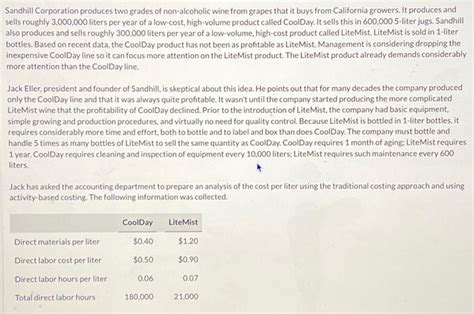 Solved Sandhill Corporation Produces Two Grades Of Chegg