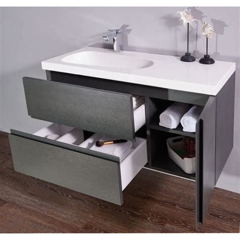 Mistra 60" Wall-Mounted Single Bathroom Vanity, Matt Gray - | HINTEX ...