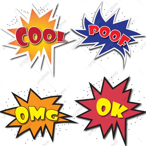 Comic Burst Text Collection Design Transparent Background Comic Burst