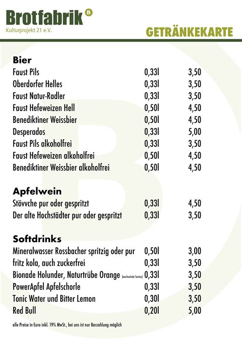 Unsere neuen Getränkekarten Brotfabrik de