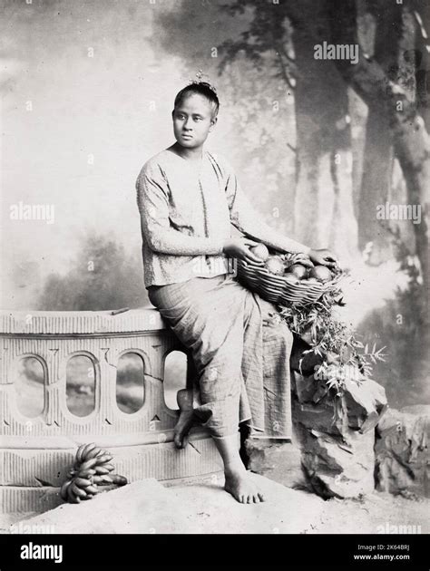 Vintage Late 19th Century Photograph Burmese Village Girl Burma