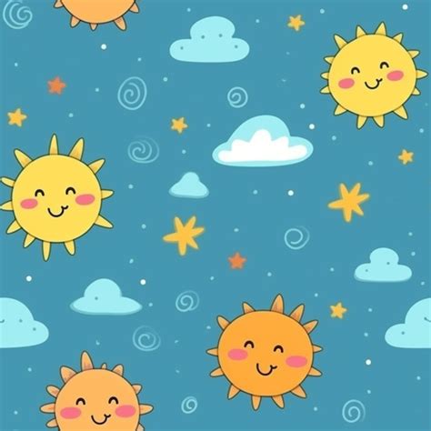 Um Close De Um Sol De Desenho Animado E Nuvens Estrelas Generativas