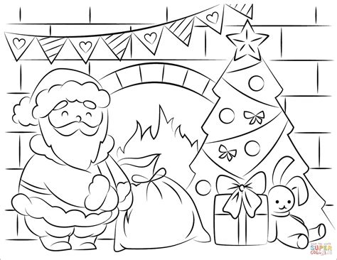 Dibujo De Santa Claus Llevando Regalos De Navidad Para Colorear