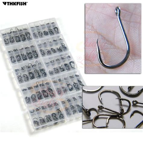 Pcs Assorted Fishing Hooks High Carbon Steel Black Nickel