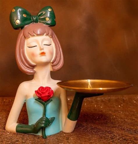 Hand Building Serving Girl Resin Craft For Decoration At Best Price In