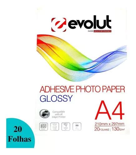 Papel Fotografico Adesivo Glossy A G Prova D Agua Fls Cor Branco