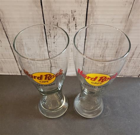 Lot Of 2 Hard Rock Cafe 20 Oz Pilsner Beer Glasses Las Vegas Myrtle