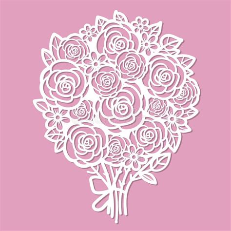 Bouquet Of Roses Template For Laser Cutting Vector Stock Vector Illustration Of Spring