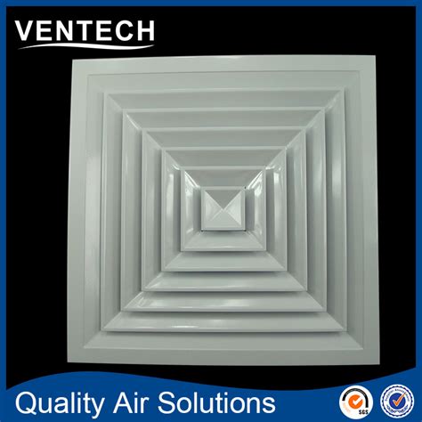 Air Outlet 4 Way Air Diffuser Aluminium HVAC Lay In Ceiling Square