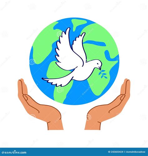 Dove of Peace - a Symbol of Peace on Earth. Hands Holding Globe, Earth ...