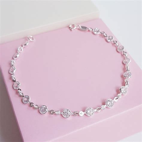 Pulseira Zirconias Da Rosa Claro Acess Rios Prata Rosa Claro