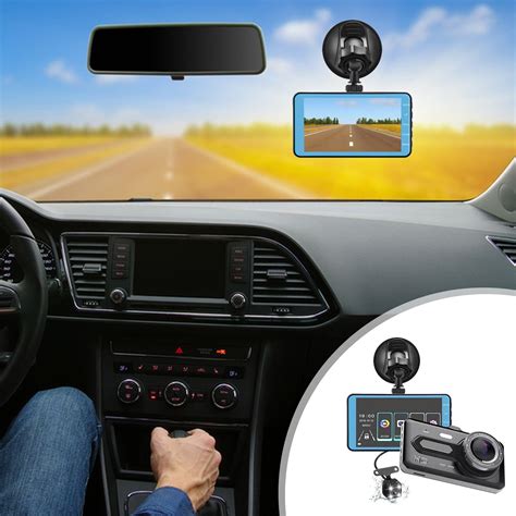 4-inch Dash Cam With Front And Rear Dual Lens High-definition 1080P Reverse Image Dvr In ...