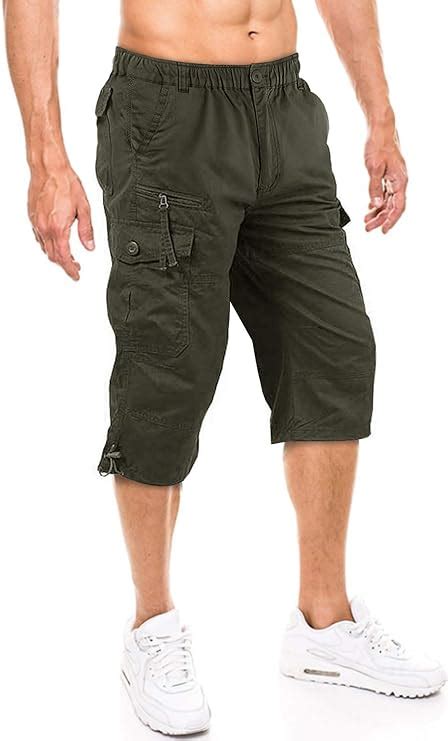 Tacvasen Men S Cotton Casual Military Elastic Capri Cargo Shorts