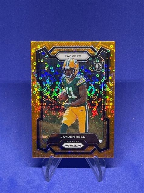 Prizm Football Jayden Reed Orange Disco Prizm Rookie Packers