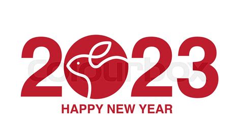 Happy New Year Lunar New Year Rabbit Simple Design Stock